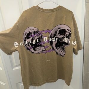 Savage Your Mind Brown Skull Graphic Tee